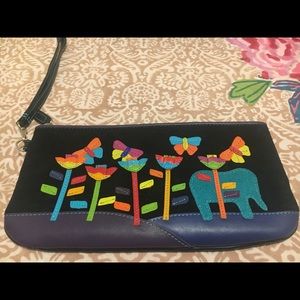 MyWalit Black Leather Wristlet with Detailing